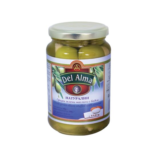 Măsline Verzi Umplute cu Migdale Del Alma 370ml – Gust Fin și Rafinat