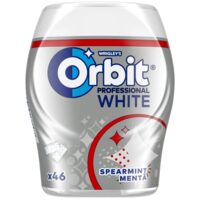 Orbit Professional White Spearmint guma de mestecat fara zahar cu arome de menta si mentol 46 buc 64 g, 6 tuburi