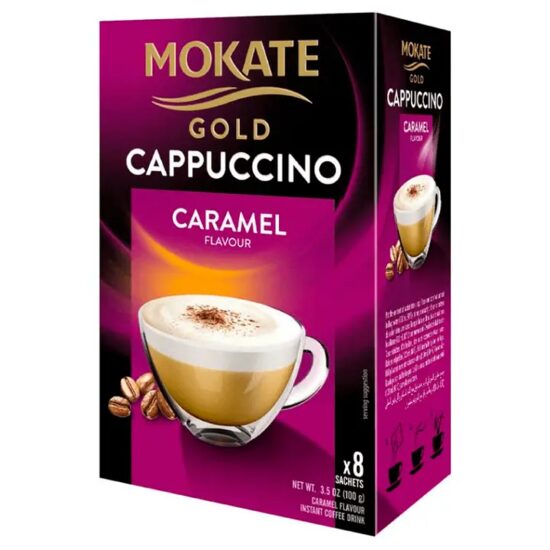 Cappuccino Mokate Gold Caramel 8 plicuri x 12,5g – gust dulce și catifelat