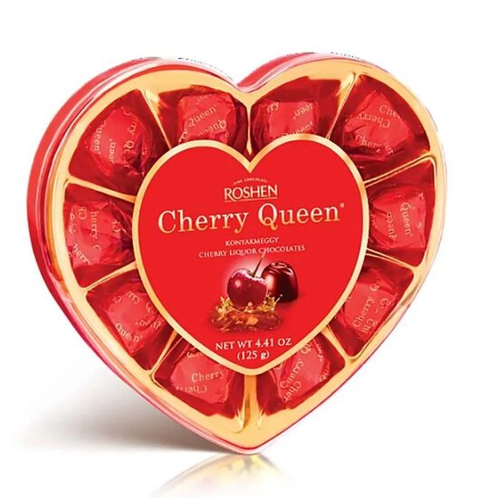 Roshen Cherry Queen bomboane de ciocolata cu visine intregi si lichior de visine 108g