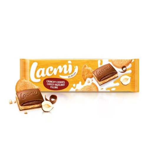 Ciocolata cu lapte, umplutura cu alune si biscuiti Roshen Lacmi, 265 g