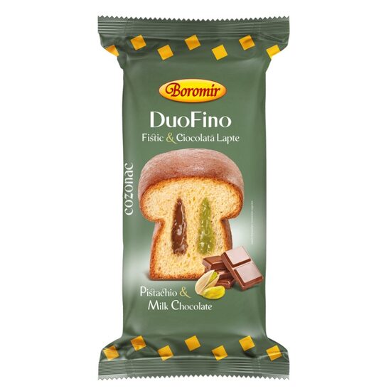 Cozonac DuoFino cu fistic, ciocolata și lapte 400g