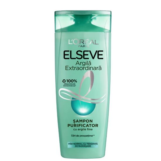 L’Oréal Paris Elseve Șampon Argilă Extraordinară, Purificare Rădăcini Grase, 285 ml