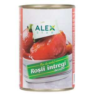 AlexStar Roșii întregi decojite conservă cu cheiță, 400 g