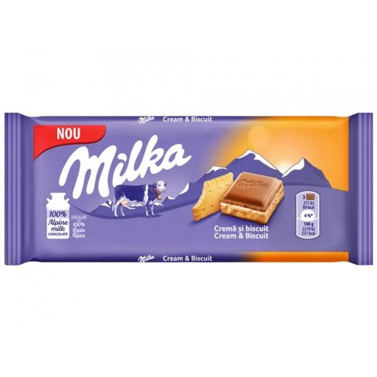 Ciocolata cu crema si biscuit Milka 100g