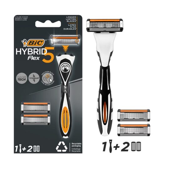 BIC Aparat Ras Hybrid Flex5 B2 –  Precizie și Confort, 2 rezerve