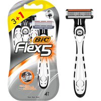 BIC Aparat Ras Flex 5 B3+1 – Ras Fin și Protecție Piele, 4 rezerve