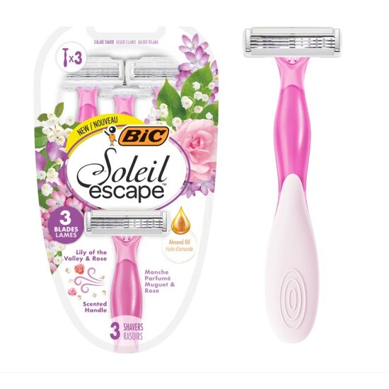 BIC Soleil Escape Summer Blossom Aparat de ras dispozabil cu 3 lame, 3 bucati – Delicatețe și Neted