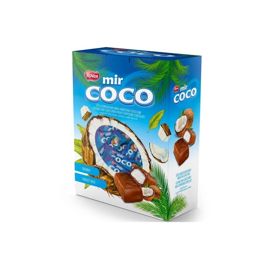 Batoane glazurate cu ciocolată cu lapte și umplutură cremă de cocos Mir Coco – 10 g x 12 bucăți