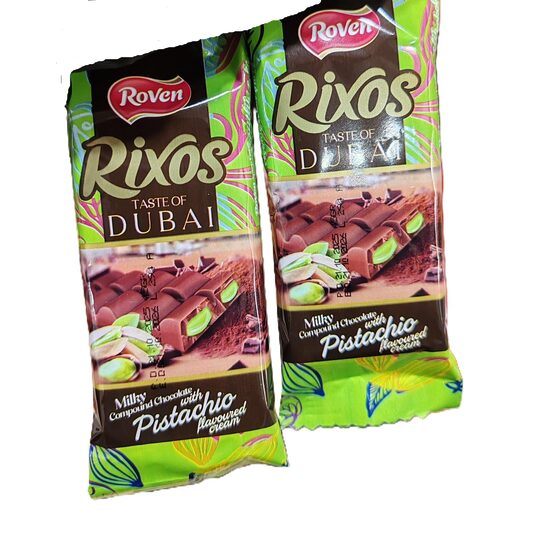 Baton de ciocolata cu creama de cocos si fistic Rixos Taste of Dubai, 50g