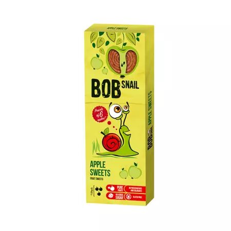 Bob Snail rulou fructe mere 30g, gustare naturală, fără zahăr adăugat, vegan, fără gluten