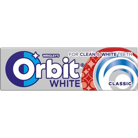 Wrigley’s Orbit White Classic Gumă de Mestecat fără Zahăr, Mentă – Cutie 15,37 g x 30 buc / 420g