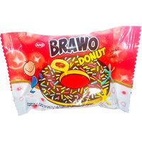 Brawo Donut cu umplutură  și glazură de cacao cu bomboane colorate – 40 g