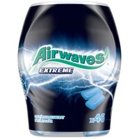 Pachet promo 1+ GRATUIT Airwaves Extreme guma de mestecat fara zahar cu arome de menta si eucalipt 46 buc/64 g, 24 tuburi