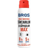 BROS Spray Anti Țânțari și Căpușe MAX 90 ml, Protecție Intensă