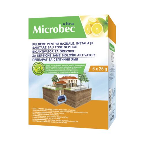 BROS Pulbere Microbec pentru haznale și fose septice 6x25 grame, Activator Biologic