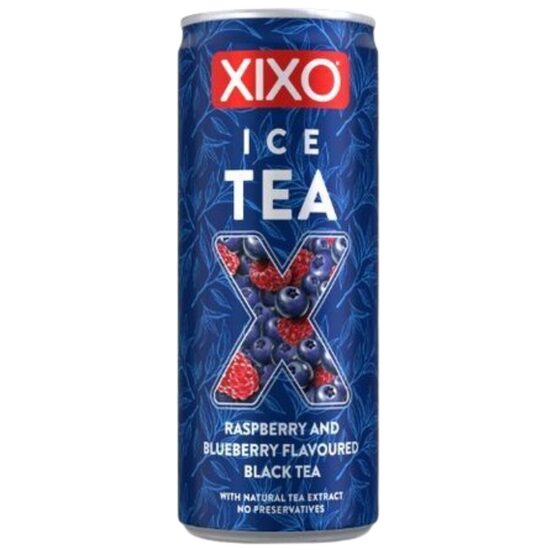 Bautura pe baza de ceai negru XIXO Ice Tea Rasberry & Blueberry , doza, 250ml, SGR