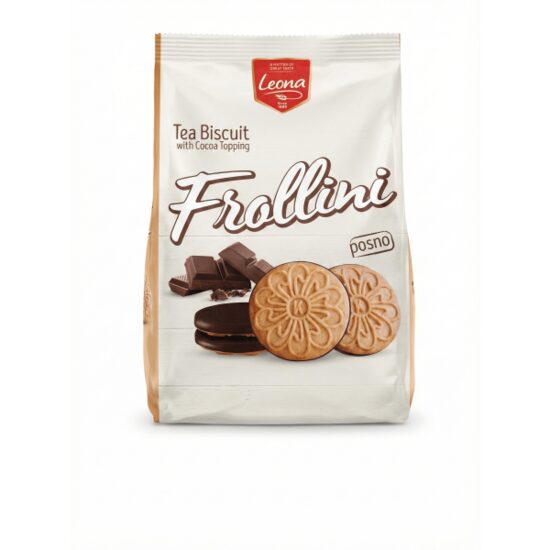Leona biscuiti frolini vanilie cu topping ciocolata 300g