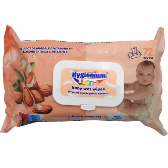 Hygienium BABY Șervețele umede cu vitamina E și migdale, 72 buc