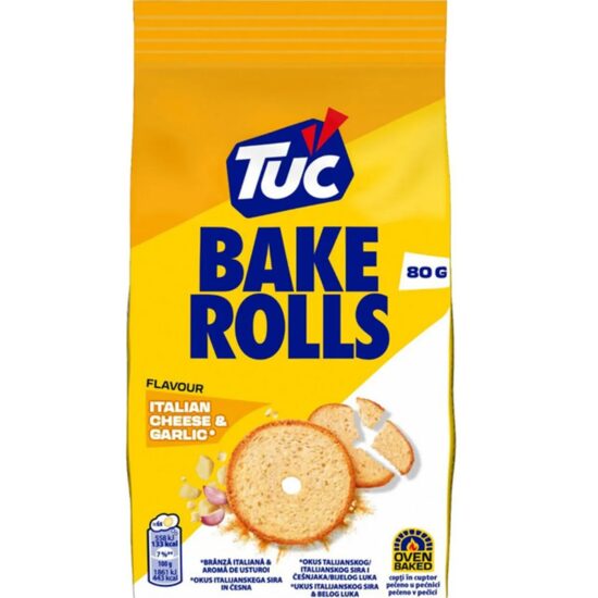 Bake Rolls Tuc cu aroma de branza italiana si usturoi, 80 g