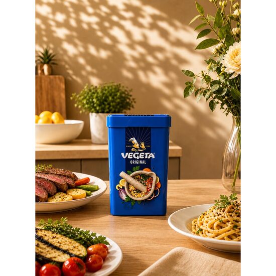 Baza mancare cu gust de legume Vegeta, 500g + cutie metalica depozitare