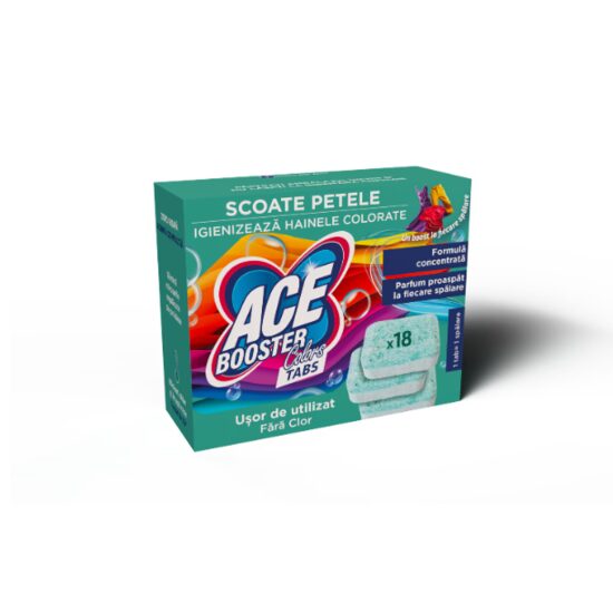 Tablete Îndepărtare Pete ACE Booster pentru Haine Colorate, 18 buc