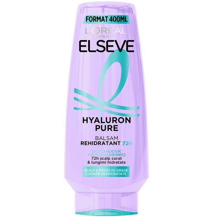 Balsam rehidratant pentru scalp si radacini grase si lungimi deshidratate Hyaluron Pure, 400 ml, Elseve