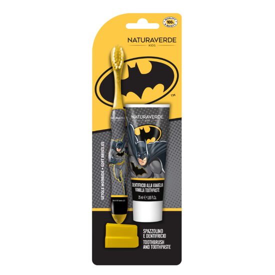 Set Pasta de dinti + Periuta dinti Batman, Naturaverde kids, 25ml + 1 buc
