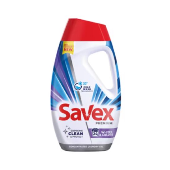 Detergent gel concentrat pentru rufe Savex Premium White & Colors 24 spalari, 1.08 L)