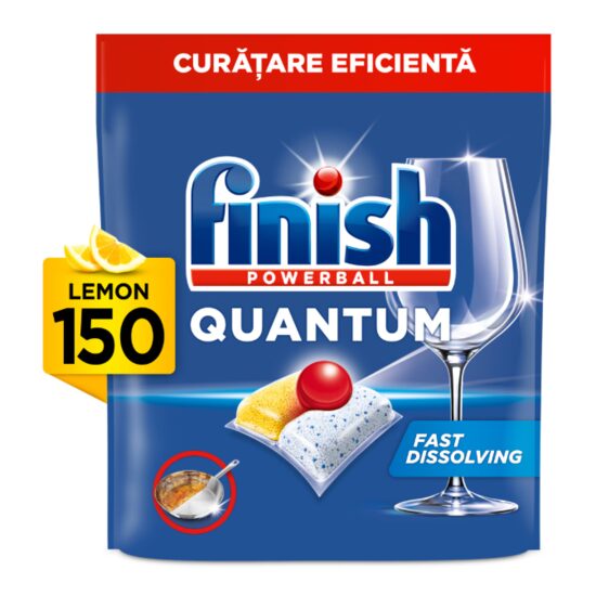 Detergent capsule masina de spalat vase Finish Quantum All in 1 Lemon, 150 spalari