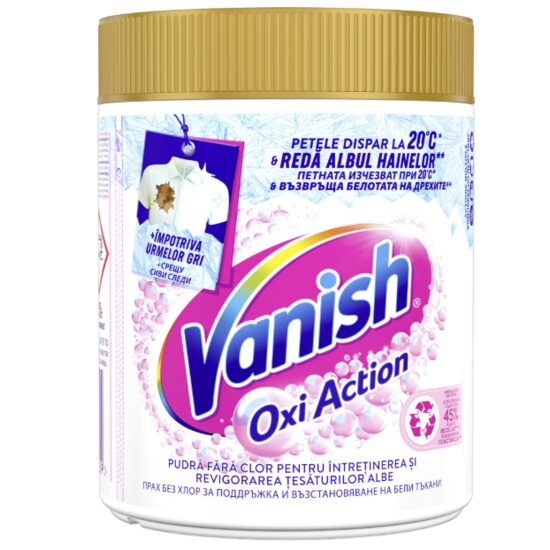 Pudra pentru indepartarea petelor de pe haine albe Vanish Oxi Action, 470 g