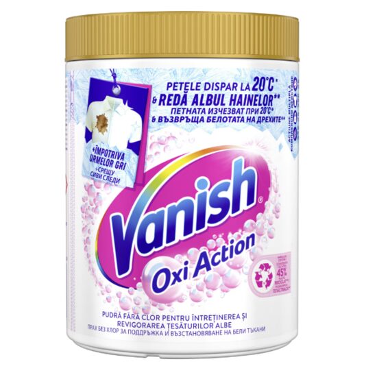 Pudra pentru indepartarea petelor de pe haine albe Vanish Oxi Action, 960 g