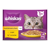 Hrana umeda pentru pisici adulte Whiskas cu carne de pasare in aspic, 4 x 85 g