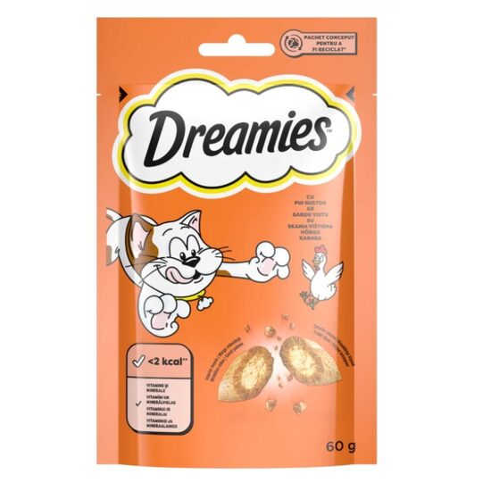 Recompense pentru pisici, Dreamies, cu pui gustos, 60g