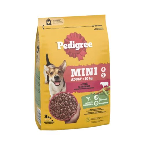 Hrană uscată pentru câini Pedigree Mini Adult cu vită și legume 3 kg