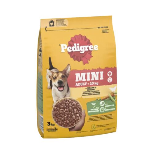 Hrană uscată pentru câini Pedigree Mini Adult cu pasăre și legume 3 kg