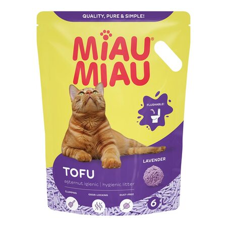 Asternut din tofu cu aroma de lavanda pentru pisici, 6 L, Miau Miau