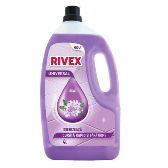 Detergent Universal pentru Pardoseli Rivex Casa Liliac, 4L, Curățare Eficientă, Parfum Floral de Liliac, Pentru Toate Tipurile de Podele