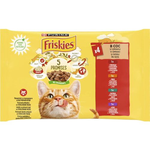 Hrană umedă pentru pisici Friskies Multipack Adult 4x85 g
