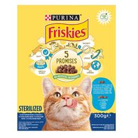 Hrana uscata pentru pisici Friskies Sterile, pentru adult, cu aroma de somon si legume, cantitate 300g