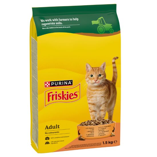 Hrana uscata pentru pisici, FRISKIES ADULT, cu Pui si Legume, 1.5 kg