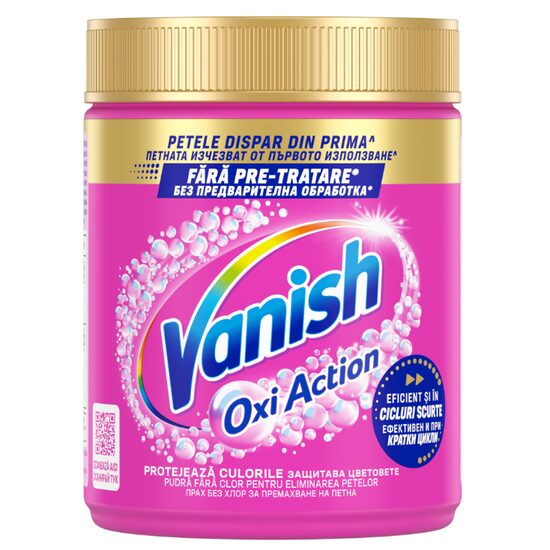 Pudra pentru indepartarea petelor de pe haine colorate Vanish Oxi Action Pink, 960 g