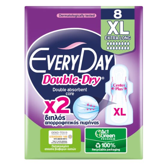EVERYDAY Absorbante Double-Dry cu aripioare – 8 bucăți