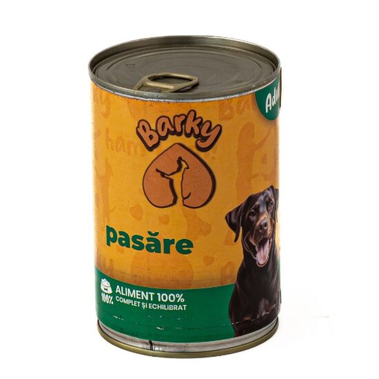 Hrana umeda completa pentru caini adulti cu pasare Barky 415g