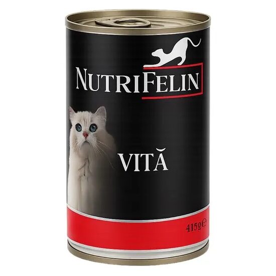 Hrana umeda completa pentru pisici adulte cu vita Nutrifelin 415g