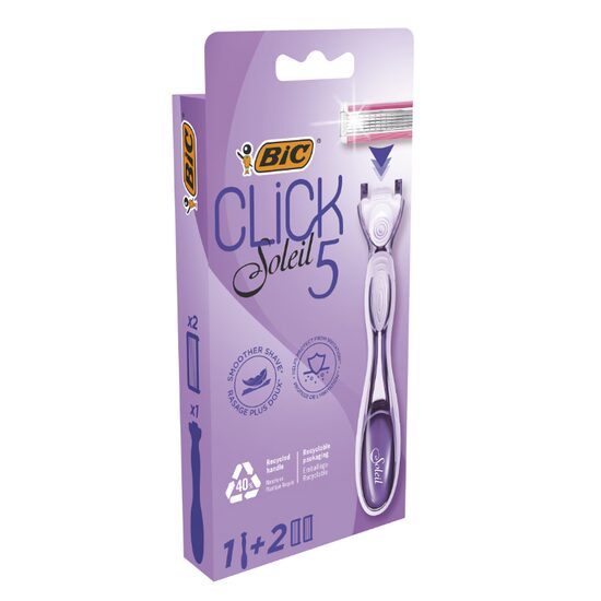 BIC Soleil Clic Aparat de Ras Hibrid pentru Femei cu 5 Lame 2 Bucăți
