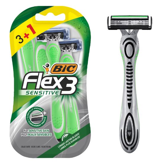 BIC Flex3 Sensitive Aparat de Ras pentru Bărbați cu 3 Lame 3+1 Bucăți