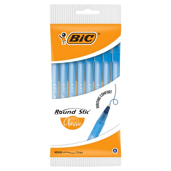 Pachet pixuri Bic Round Stic albastre punga cu 8 bucati