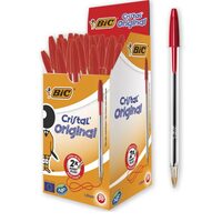 Set de pixuri BIC Cristal - 1.0 mm, roşu, 50 buc