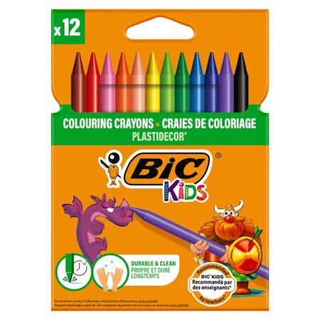 Creioane cerate BIC Kids Plastidecor, 12 culori/set